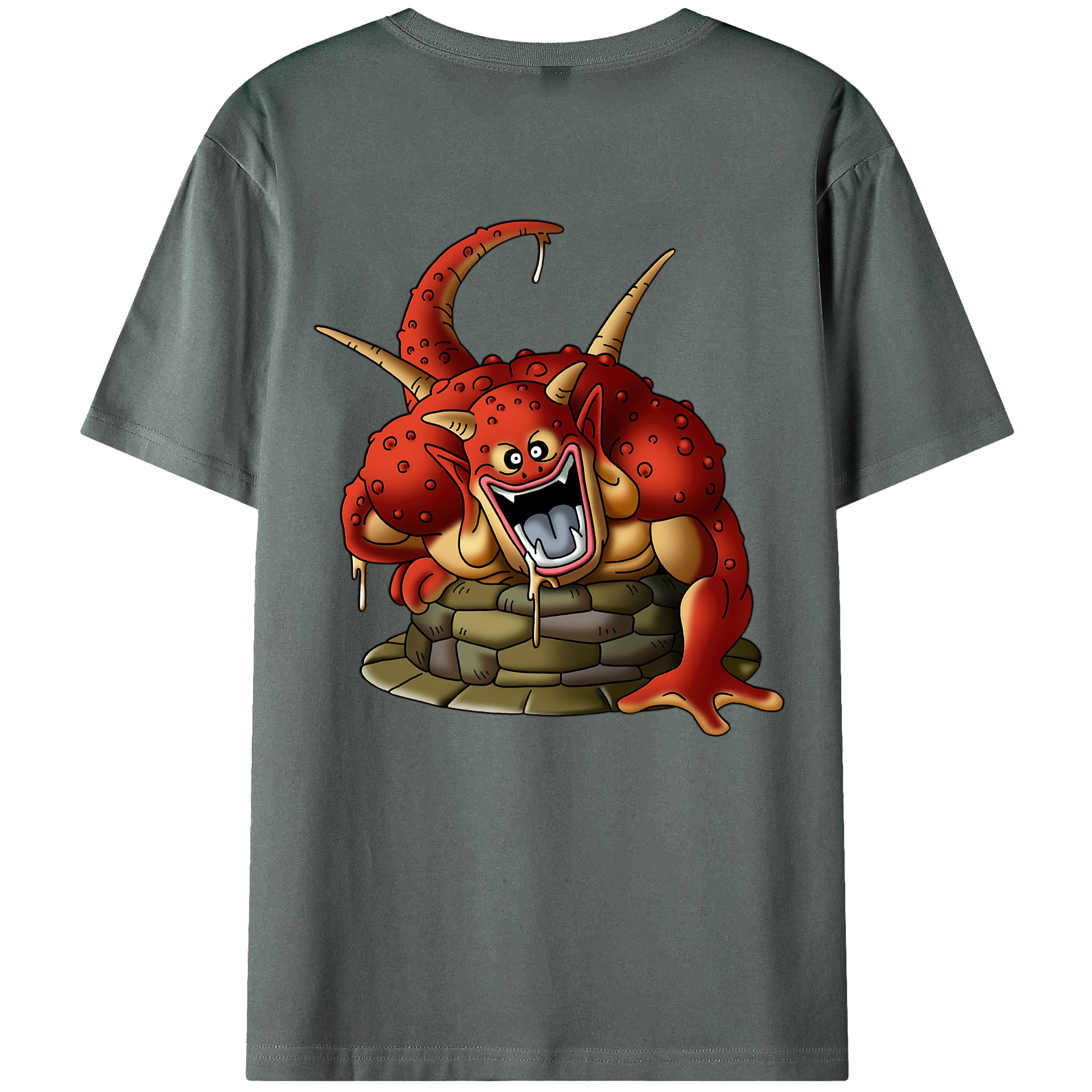 （画像用） ドラゴンクエスト Doragon Kuesuto Dragon Quest 綿100％ メンズ半袖Tシャツ（バックプリント） 通気性